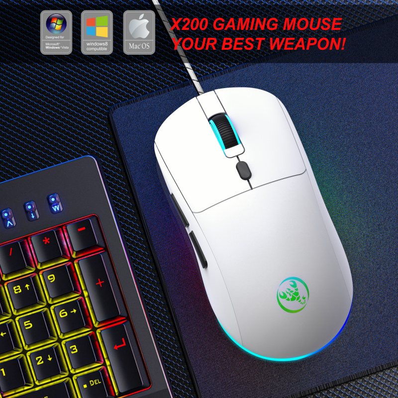 Wired Mouse with colorful illuminated 6 keys